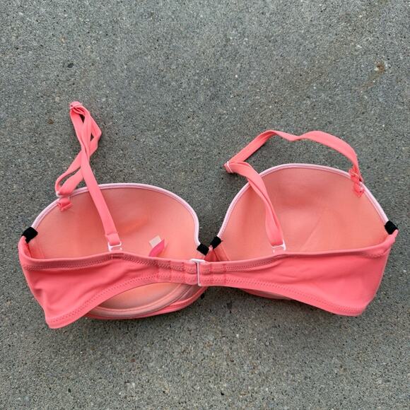 Victoria’s Secret 34DD The Flirt Bandeau Coral Lilac Color Block Bikini Swim Top - Picture 3 of 7